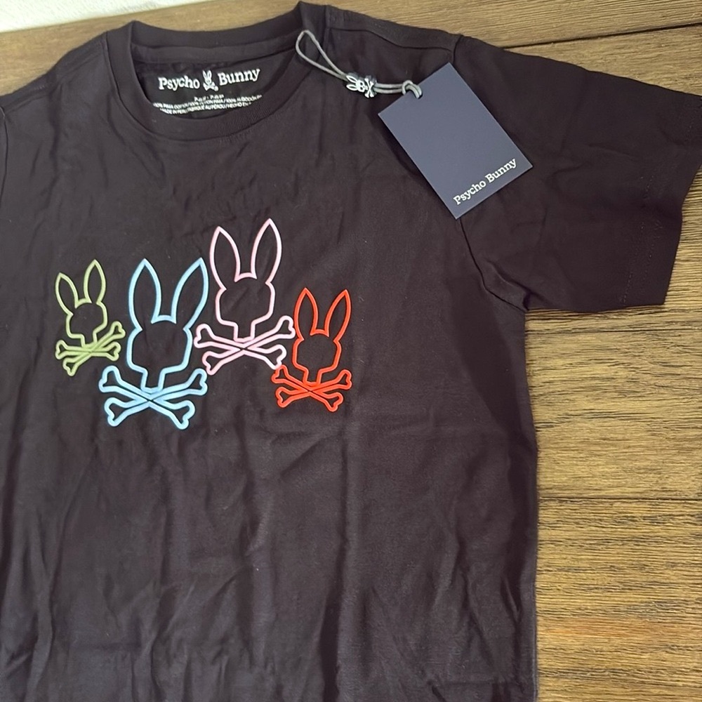 NWT [Psycho Bunny] Silverdale Graphic Short-Sleeved Black T-Shirt Youth S (7/8) - Picture 4 of 9